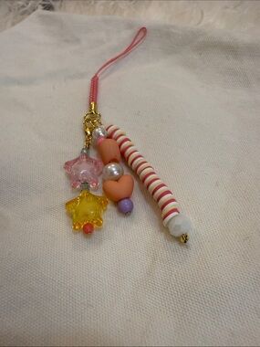 Cute Pink & Yellow Star Strap cell phone Charm